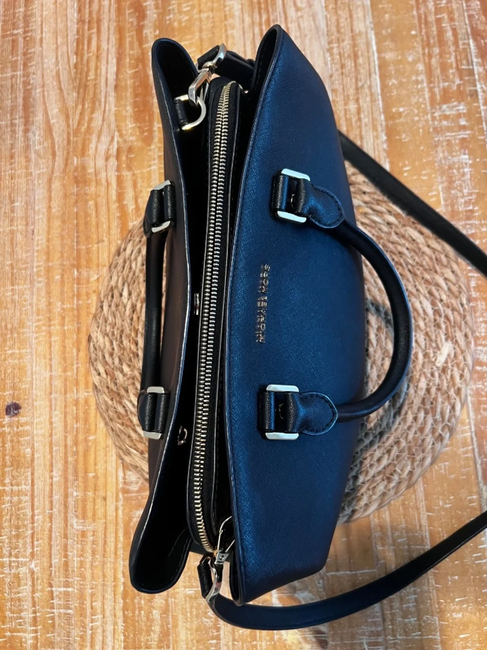 Michael Kors Savannah Large Black Leather Satchel Shoulder Bag